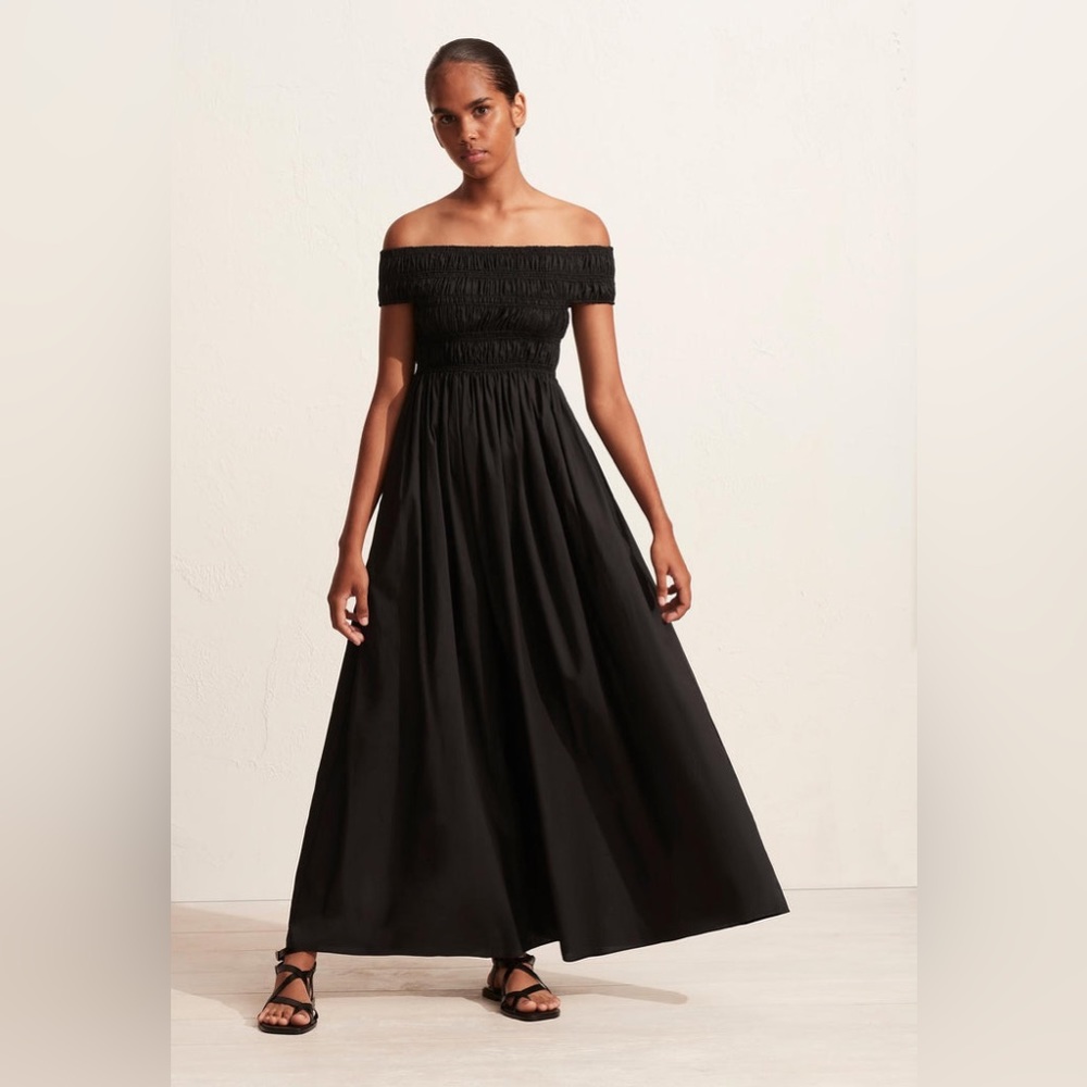MATTEAU Shirred Off Shoulder Dress Black